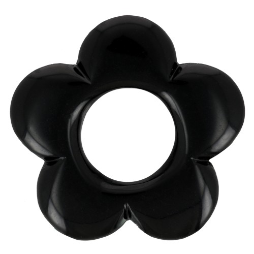 21mm opaque resin flower pendant - Black x1