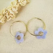 21mm Flower pendant in transparent resin - Yellow Mat x1