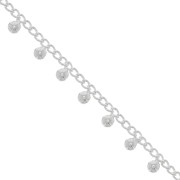 4.9mm Rombo chain with small balls - Silver Tone x50cm