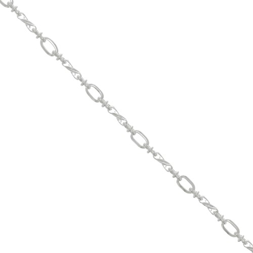 5.4mm round rectangle fancy chain - Silver Tone x50cm