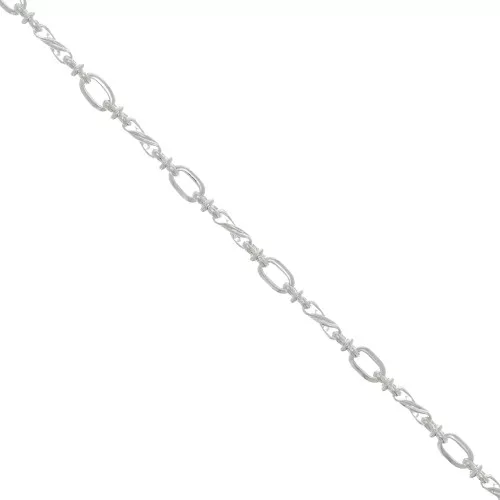 5.4mm round rectangle fancy chain - Silver Tone x50cm