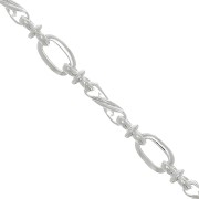 5.4mm round rectangle fancy chain - Silver Tone x50cm