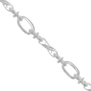 5.4mm round rectangle fancy chain - Silver Tone x50cm