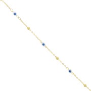 4mm cable mesh chain with small balls & eye in epoxy resin - Gold Tone x50cm