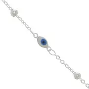 4mm cable mesh chain with small balls & eye in epoxy resin - Silver Tone x50cm