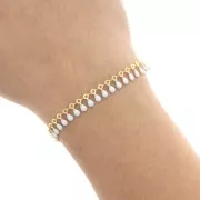 7mm Fancy mesh chain with small drops in epoxy resin - Gold Tone x50cm