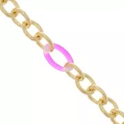 7mm cable chain with acetate rings - Gold Tone - Green - Pink x50cm