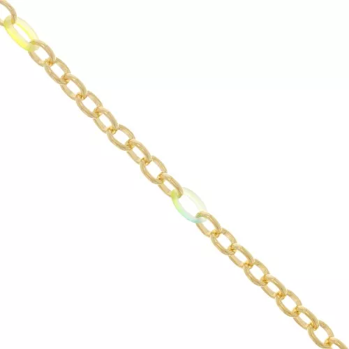 7mm cable mesh chain with acetate rings - Gold Tone - Blue - Yellow x50cm