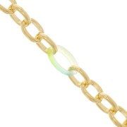 7mm cable mesh chain with acetate rings - Gold Tone - Blue - Yellow x50cm