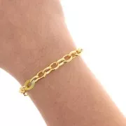 7mm cable mesh chain with acetate rings - Gold Tone - Blue - Yellow x50cm