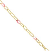 7mm Rectangle mesh chain with acetate rings - Gold Tone - Multicolored x50cm|raw }}