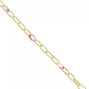 7mm Rectangle mesh chain with acetate rings - Gold Tone - Multicolored x50cm