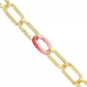7mm Rectangle mesh chain with acetate rings - Gold Tone - Multicolored x50cm