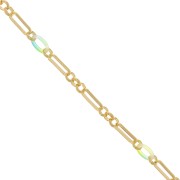 7mm Fancy mesh chain with acetate rings - Gold Tone - Blue - Yellow x50cm|raw }}