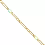 7mm Fancy mesh chain with acetate rings - Gold Tone - Blue - Yellow x50cm
