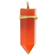 25x8mm 925 Sterling Silver Dyed gemstone pendulum - Carnelian - Gold Tone x1