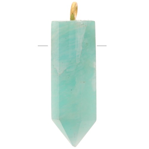 25x8mm 925 Sterling Silver Dyed gemstone pendulum - Amazonite - Gold Tone x1