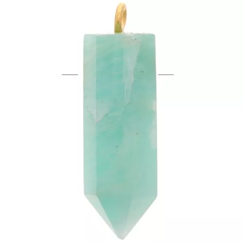 25x8mm 925 Sterling Silver Dyed gemstone pendulum - Amazonite - Gold Tone x1