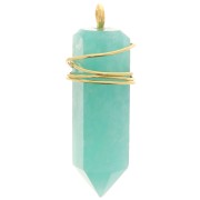 25x8mm 925 Sterling Silver Dyed gemstone pendulum - Amazonite - Gold Tone x1