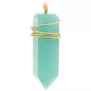 25x8mm 925 Sterling Silver Dyed gemstone pendulum - Amazonite - Gold Tone x1