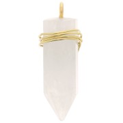 25x8mm 925 Sterling Silver Dyed gemstone pendulum - Moonstone - Gold Tone x1