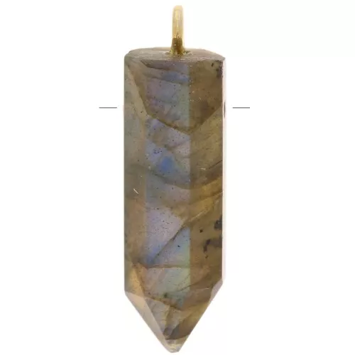 25x8mm 925 Sterling Silver Dyed gemstone pendulum - Labradorite - Gold Tone x1