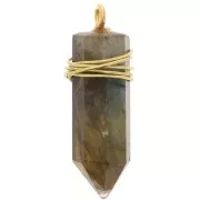 25x8mm 925 Sterling Silver Dyed gemstone pendulum - Labradorite - Gold Tone x1