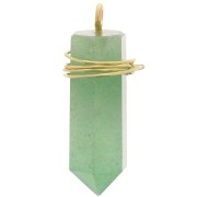 25x8mm 925 Sterling Silver Dyed gemstone pendulum - Aventurine - Gold Tone x1