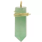 25x8mm 925 Sterling Silver Dyed gemstone pendulum - Aventurine - Gold Tone x1