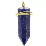 25x8mm 925 Sterling Silver Dyed gemstone pendulum - Lapis Lazuli - Gold Tone x1