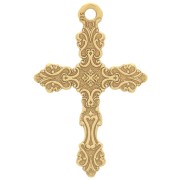 20x13mm 925 Sterling Silver Cross with arabesques pendant - Fine Gold Plated x1|raw }}