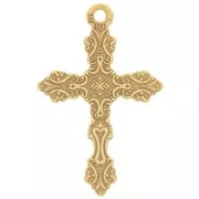 20x13mm 925 Sterling Silver Cross with arabesques pendant - Fine Gold Plated x1