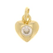 7.5x6.5mm Heart charm with zircon - Gold Tone - Crystal x1