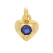 7.5x6.5mm Heart charm with zircon - Gold Tone - Dark Blue x1|raw }}