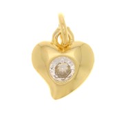 8x7mm Design heart charm with zircon - Gold Tone - Crystal x1|raw }}