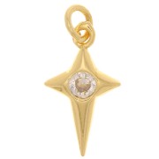 14x8mm Cross Charm with zirconium oxide - Gold Tone - Crystal x1|raw }}