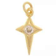 14x8mm Cross Charm with zirconium oxide - Gold Tone - Crystal x1