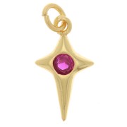 14x8mm Cross Charm with zirconium oxide - Gold Tone - Fuchsia x1