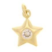 11x9mm Star Charm with zirconium oxide - Gold Tone - Crystal x1