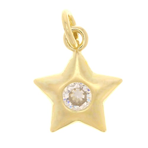 11x9mm Star Charm with zirconium oxide - Gold Tone - Crystal x1