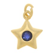 11x9mm Star Charm with zirconium oxide - Gold Tone - Dark Blue x1|raw }}
