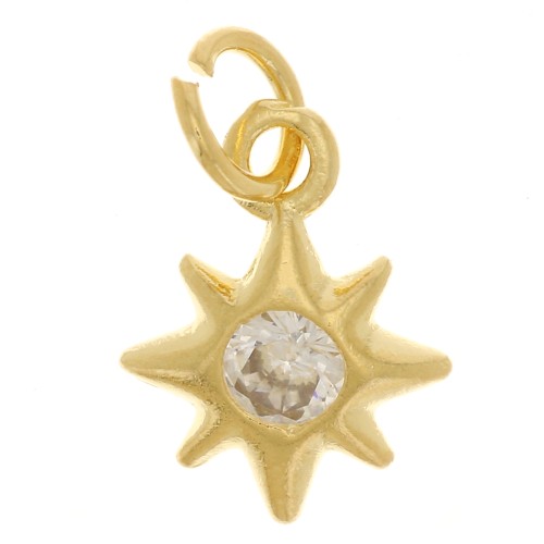 North Star Charm with Zirconium Oxide 10x8 mm - Fine gold plated x1