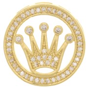 19mm round slider bead with zirconium oxide for 10mm lace - Gold Tone - Crystal x1|raw }}