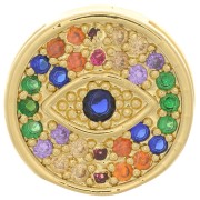 14mm Slider bead eye motif with zirconium oxide  for 10mm lace - Gold - Multicolored x1|raw }}