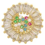 15mm Round Slider bead with zirconium oxide for 11mm lace - Gold - Multicoloured x1