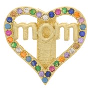 15mm "Mom" Heart slider bead with zirconium oxide for 10mm lace - Gold - Multicolo|raw }}