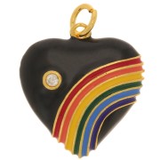 19.5x17mm Epoxy resin and zirconium oxide heart pendant - Gold Tone - Black x1