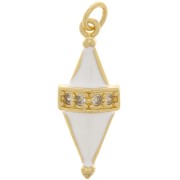 25x10mm Diamond pendant in epoxy resin and zirconium oxide - Gold Tone - White - Crystal x