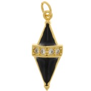 25x10mm Diamond pendant in epoxy resin and zirconium oxide - Gold Tone - Black - Crystal x|raw }}