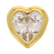 7mm Heart Pendant with zirconium oxide - Gold Tone - Crystal x1